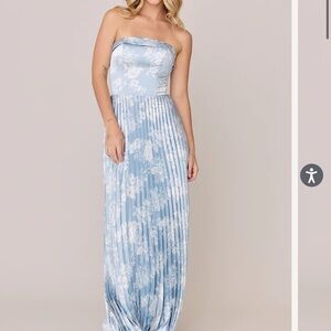Revelry Strapless Light Blue Floral Gown